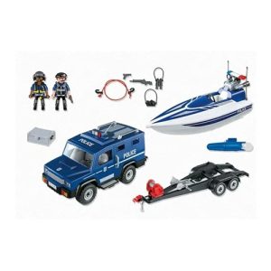 Playmobil – politieterreinwagen met speedboot
